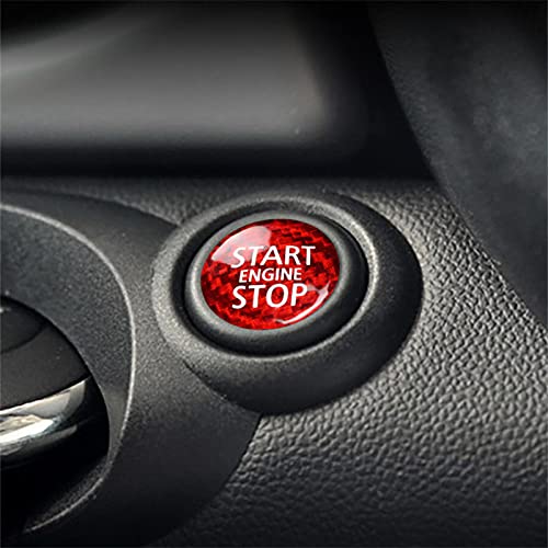 Carbon Fiber Car Engine Start Stop Button Interior Trim Cover Sticker for Mini Cooper R55 R56 R57 R58 R59 R60 R61 Accessories (Carbon Fiber Red)…