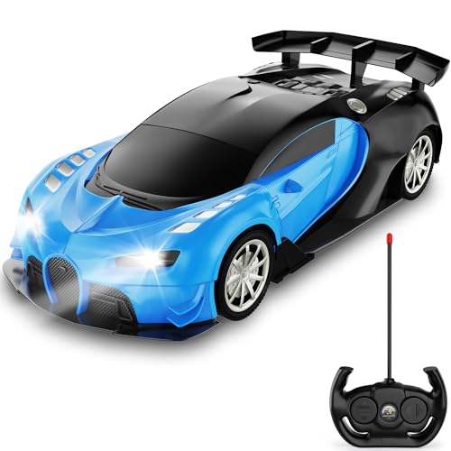 GaHoo Remote Control Car for Kids - 1/16 Scale Electric Remote Toy Racing, with LED Lights High-Speed Hobby Toy Vehicle, RC Car Gifts for Age 3 4 5 6 7 8 9 Year Old Boys Girls (Blue)