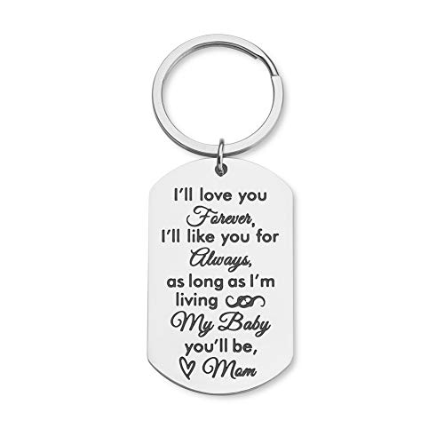 Daughter Son Gifts Keychain to From Mom Dad- Birthday Christmas Day Present Encouragement Keyring to Teen Girls- I Will Love You Forever -Family Pendant Charm Mothers Day Wedding