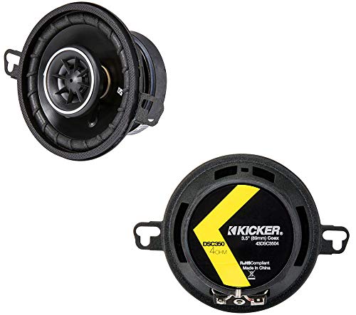 KICKER DSC350 3.5-Inch (89mm) Coaxial Speakers, 4-Ohm (Pair)
