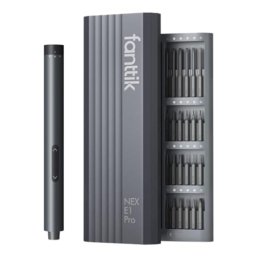 Fanttik E1 Pro 3.7V Mini Electric Screwdriver, Precision Screwdriver Set with 24 Magnetic Bits, 2 Torque Settings, Pop-Up Magnetic Case, 5/32''Hex, Repair Tool Set for Phone Camera Laptop Watch