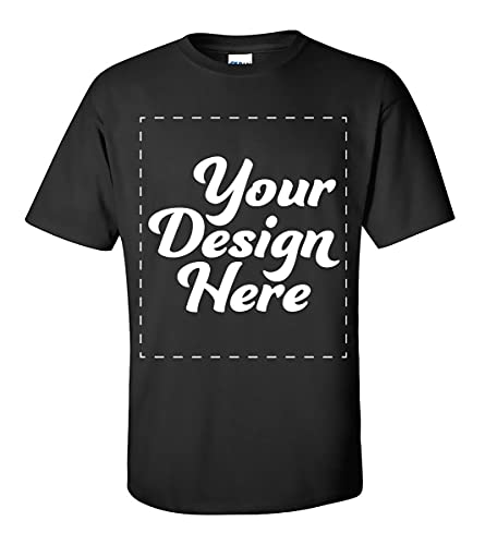Custom T-Shirt Design Your Own Print Text or Image Personalized Adult Shirts for Men & Women Unisex Cotten Tee | Black (Medium