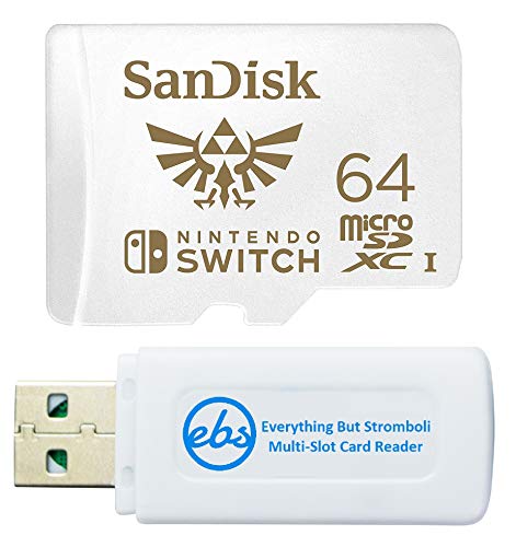 SanDisk 64GB Micro SD Card for Nintendo Switch Lite & Nintendo Switch 64 GB (SDSQXAT-064G-GNCZN) Bundle with (1) TF/Micro SDXC Memory Card Reader