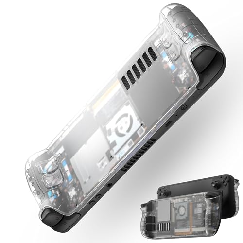 VeoryFly Transparent Back Plate Compatible With Steam Deck,DIY Clear Edition Replacement Shell Case Set with Replaceable Buttons for Steam Deck Enhanced Version, Crystal
