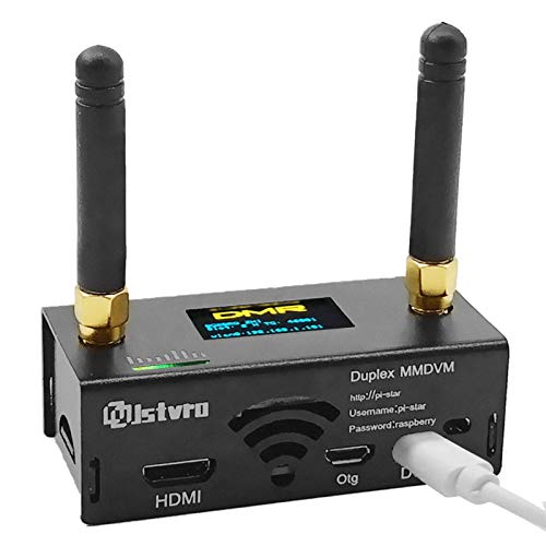 MMDVM Duplex Hotspot Board, Multi-Mode Digital Voice Modem Support P25 DMR YSF NXDN Slot 1 + Slot 2 for Raspberry Pi Zero,with 8G TF Card, 0.96 OLED and Metal Housing Mounted