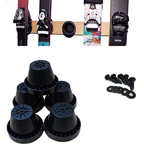 Button Ski Hanger 5-Pack, 5 Individual Fixtures To Safely Store 5 Pairs Of Alpine Skis Of Any Shape Or Size (Rockers, Carvers, Racers, Kids) To Make A Wall Or Floor Ski Storage Rack