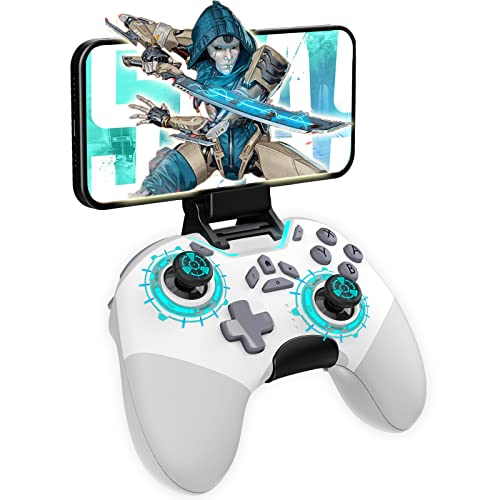 Bluetooth Controller for Switch/PC/iPhone/Android/Apple Arcade MFi Games/TV/Steam, Pro Wireless Game Controller Remote Gamepad with Phone Clip with Lock Speed/6-Axis Gyro/Dual Motors/Turbo/Switch Key