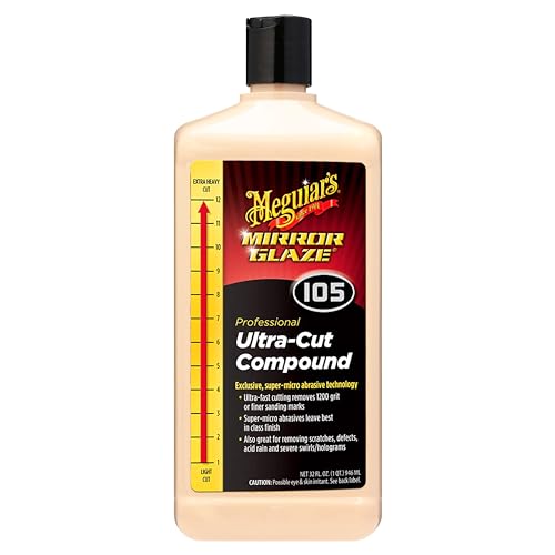 Meguiar's Mirror Glaze Ultra-Cut Compound, Removes Scratches and Restores Car Shine – 32 Fl Oz Bottle