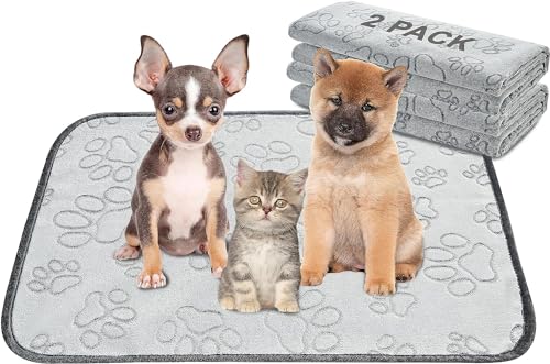 Qeils Reusable Puppy Pads, 2 Pack Washable Pee Pads for Dogs, Waterproof Non Slip Wee Wee pad, Absorbent and Leakproof Training Mats for Potty, Crate, Playpen, Bed, Sofa, 18'x 24'