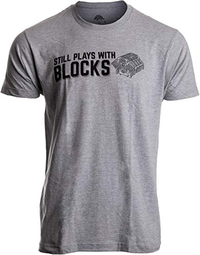 Still Plays with Blocks | Funny Engine Mechanic Car Guy Truck Repair Men T-Shirt-(Adult,M) Sport Grey