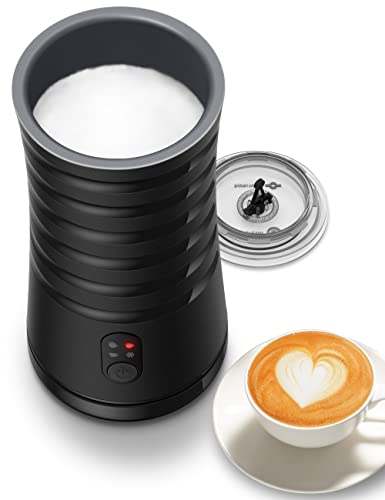 RATRSO Milk Frother, Electric Milk Steamer Soft Foam Maker with Two Whisks for Frothing and Heating Milk, 4 IN 1 Multifunction for Hot & Cold Froth, Automatic off & Easy Cleaning,Silent Operation
