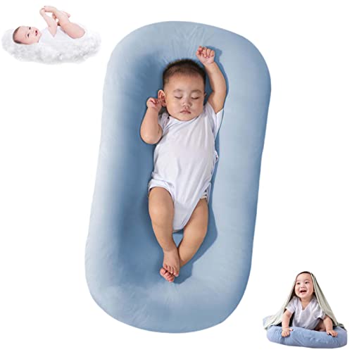 HEOLIEN Baby Lounger Pillow for Newborn 0-24 Months, Newborn Lounger Nest Sleeper, Infants Lounger Pillow Soft Breathable (Blue,8-18Months)