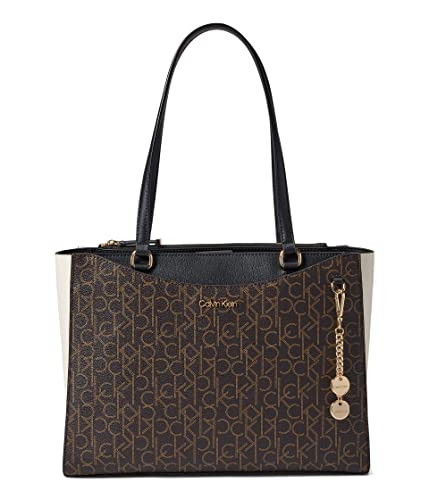 Calvin Klein Key Item Signature Tote Brown/Khaki/Black/White One Size