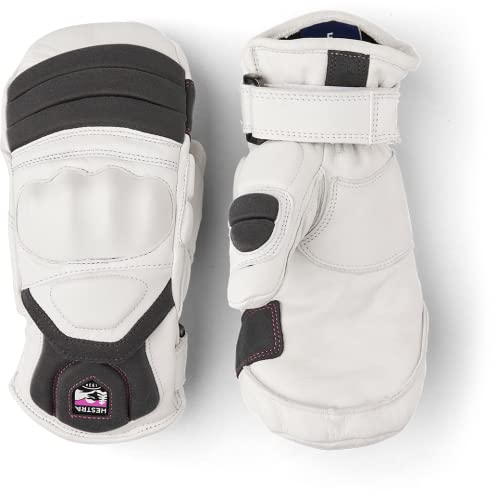 Hestra Impact Racing Jr. Leather Mitten for Kids I Insulated Mitten for Skiing, Racing - White/Cerise - 5