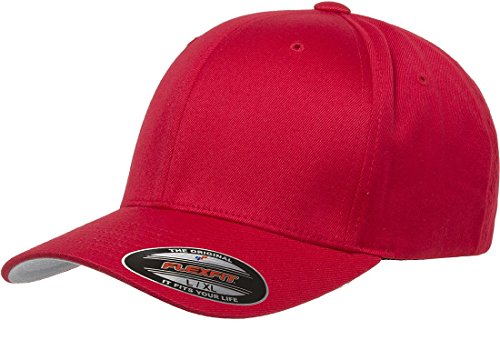Flexfit Men's Athletic Baseball Fitted Cap, Red, Large-X-Large