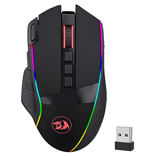 Redragon M991 Wireless Gaming Mouse, 19000 DPI Wired/Wireless Gamer Mouse w/Rapid Fire Key, 9 Macro Buttons, 45-Hour Durable Power Capacity and RGB Backlight for PC/Mac/Laptop