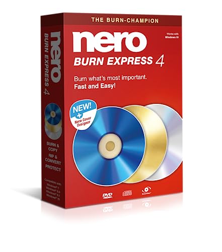Nero Burn Express 4 | Burn CD DVD Bluray | Copy | Rip | Convert | Backup | Protect | 1 PC | Windows 10 / 8 / 7