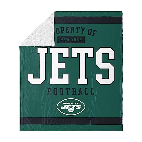 FOCO New York Jets NFL Team Property Of Sherpa Fleece Blanket