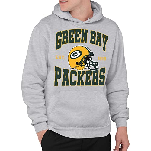 Junk Food Clothing x NFL - Green Bay Packers - Team Helmet - Unisex Adult Pullover Fleece Hoodie for Men and Women - Size Medium
