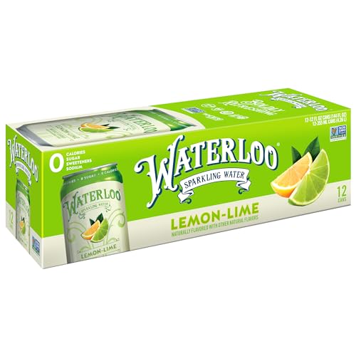Waterloo Sparkling Water, Lemon-Lime Naturally Flavored, 12 Fl Oz Cans, Pack of 12 | Zero Calories | Zero Sugar or Artificial Sweeteners | Zero Sodium