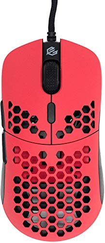 Gwolves Hati HTM Ultra Lightweight Honeycomb Design Wired Gaming Mouse 3360 Sensor - PTFE Skates - 6 Buttons - Only 61G (Faze Red)