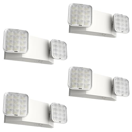 FREELICHT 4 Pack LED Emergency Lights for Business, with Battery Backup, Two Head Adjustable LED Emergency Square Lighting, UL 924 Certified