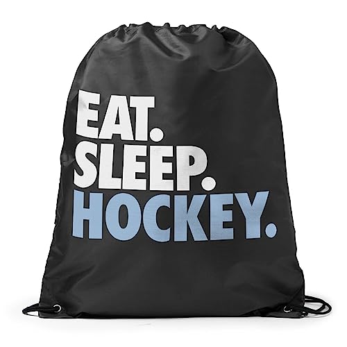 ChalkTalkSPORTS Hockey Sport Pack Drawstring Bag | Eat Sleep Hockey | Black