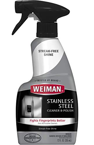 Weiman Stainless Steel Cleaner and Polish Trigger Spray - Protects Against Fingerprints and Leaves a Streak-less Shine - 12 Ounce