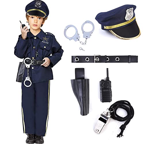 Acekid Police Costume Fancy Halloween Role Play Kit for Kids (L(10-12))
