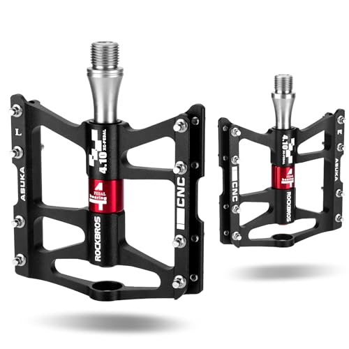 ROCKBROS 4 Bearings Mountain Bike Pedals MTB Padals Platform Flat Bike Pedals Aluminum Alloy 9/16'