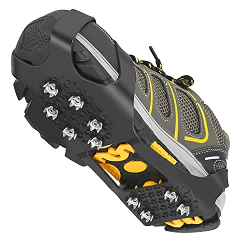 GT10 Light Ice Snow Grips Cleat Crampons Over Shoe/Boot Traction Cleat Slip-on Stretch Footwear (Medium)