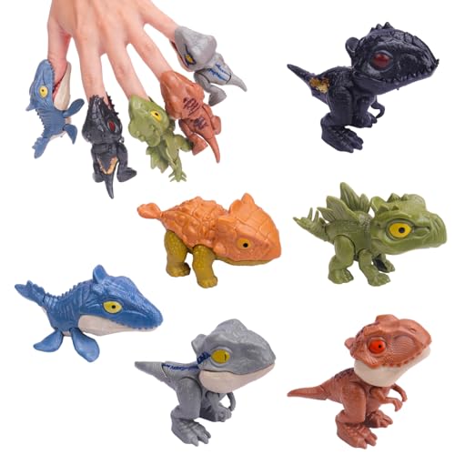 AUKSKY 6 Pack Dinosaur Action Figures with Movable Mouths, Fun Snap Squad Dino Toys for Kids 3 and Up, Dinosaur Figure Chomp Toy Gifts for Hallowen, Easter, Christmas, Birthday, Thanksgiving
