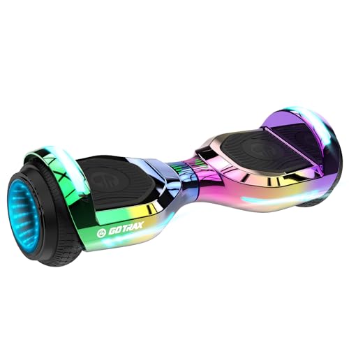 Gotrax Glide Pro Hoverboard with Music Speaker & 6.5' LED Wheels, Max 5Miles Range & 6.2mph Power by 200W Motor, UL2272 Certified Approved and 93.6Wh Battery Self Balancing Scooters for 44-176lbs(Rainbow)