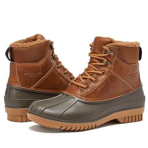 LONDON FOG Aspen Winter Boots for Men Waterproof Snow - Insulated Duck Mens Snow Boots or Rain Boots - Tan, 11 Medium
