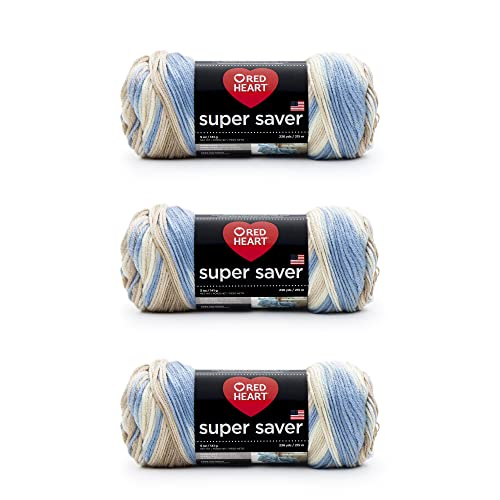Red Heart Super Saver Yarn, 3 Pack, Mirage 3 Count