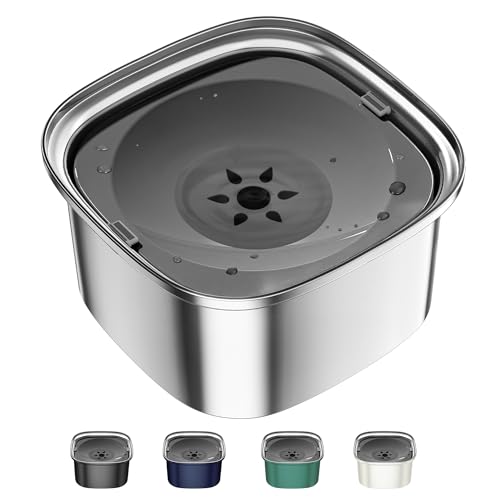 UPSKY 3L Dog Water Bowl 101oz Stainless Steel Dog Bowl No Spill Large Capacity Dog Food Water Bowl Slow Water Feeder, Spill Proof Pet Water Dispenser Vehicle Carried Travel Water Bowl