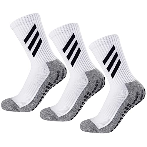 HUANLANG Men's Soccer Socks,3 Pairs Non Slip Sports Grip Socks Women Anti Blister Grip Socks for Football Basketball Running