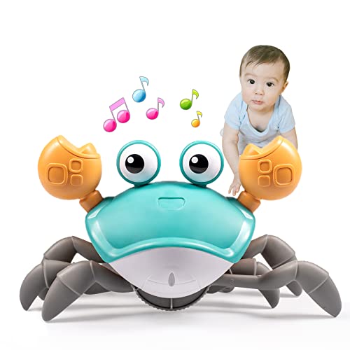 Dusja Crawling Crab Baby Toys - Infant Tummy Time Toy Gifts 3 4 5 6 7 8 9 10 11 12 Babies Boy Girl Dancing Walking Moving Learning Crawl 0-6 to 12-18 Months Boys Girls Toddler Birthday Gifts (Green)