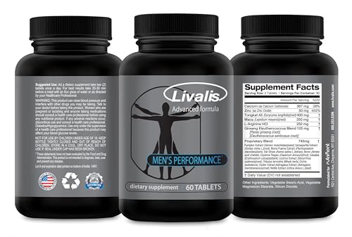 Livalis Perform- Enlargement Pills for Men- Increase Male Size 3+ in 90 Days- Mens Booster to Stop Male Performance Failure- Male Enrichment and Vitality Supplement- 60 Tablets