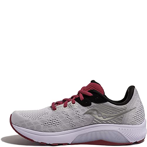 Saucony Women's Guide 14 Running Shoe, Alloy/Cherry, 8.5