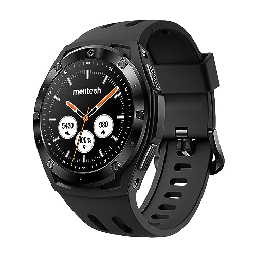 Mentech Xe1 Smartwatch, Lightweight Fitness Tracker with 1.2” Touch Screen, 110 Sport Modes, GPS, Sunlight-Visible, 5ATM Waterproof, 14-Day Battery Life, for Android and iOS Phones