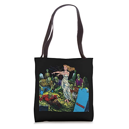 Graveyard Pin Up Girl Zombie Cemetary-Living Dead Pinup Girl Tote Bag