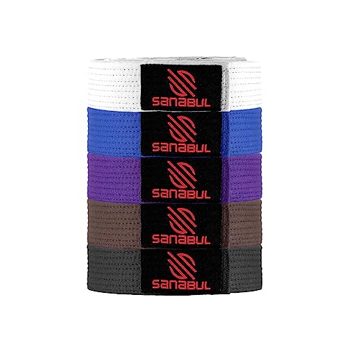 Sanabul BJJ Belt Men & Women | Brazilian Jiu Jitsu Belt with Ranking Stripes Sleeve Bar | Kids Jiu Jitsu Gi | IBJJF Approved (White,A2)