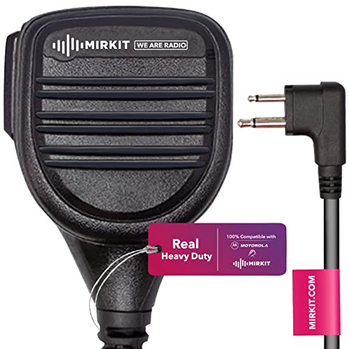 MIRKIT Heavy Duty Speaker Mic Compatible with Motorola Radio with M2 pin: CLS1110, CP110, CP200, RDU4100, RMU2040, DLR1020. Push to Talk Microphone & Lanyard Ham Radio Operator for Two Way Radio