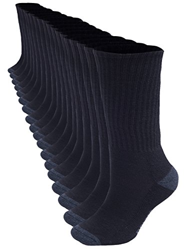 Bolter 18 Pack Men's Athletic Crew Socks for All Day Comfort Fully Synthetic (8-12, Black)