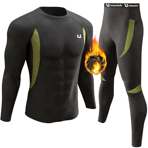 UNIQUEBELLA Men's Thermal Underwear Sets Top & Long Johns Fleece Quick Drying(Sets Black, M)