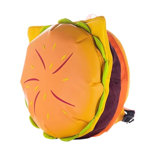 Oxmestus Novelty Cheeseburger Backpack,Funny Yellow Cartoon Universe Hamburger Backpack,Multi-Compartment Burger Backpack Daypack