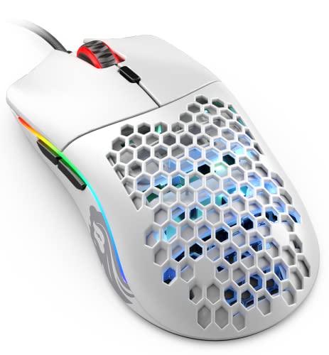 Glorious Gaming Model O- (Minus) Compact Wired Gaming Mouse - 58g Superlight Honeycomb Design, RGB, Pixart 3360 Sensor, Ambidextrous, Omron Switches - Matte White