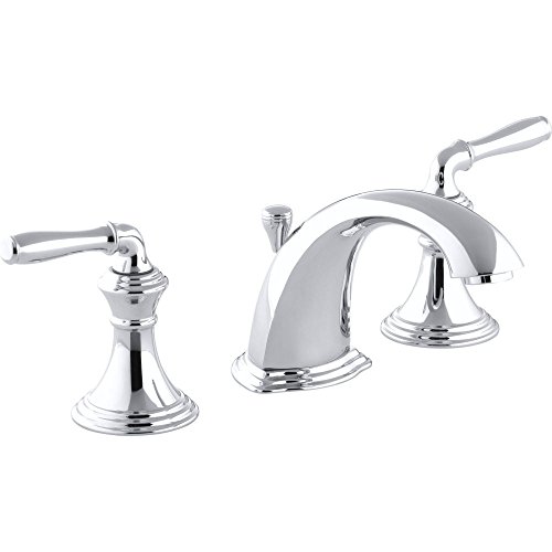 KOHLER Bathroom Faucet, Bathroom Sink Faucet, Devonshire Collection, 2-Handle Widespread Faucet with Metal Drain, Polished Chrome, K-394-4-CP