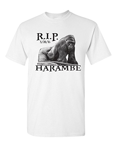 Jacted Up Tees Harambe The Gorilla RIP Cincinnati Zoo Men's T-Shirt - Med White (1419)